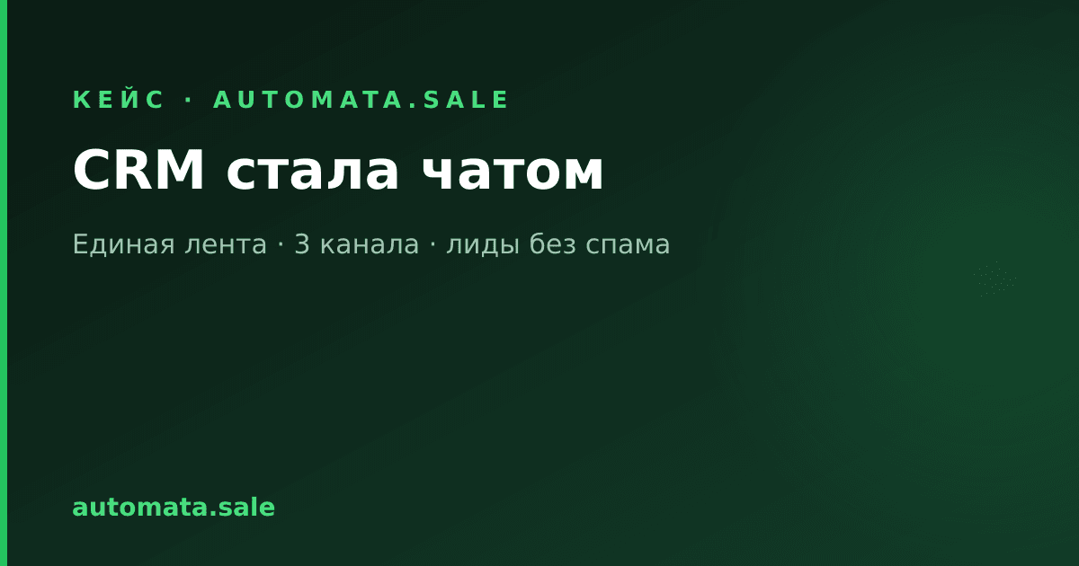 CRM стала чатом: единая лента, три канала связи и воронка лидов